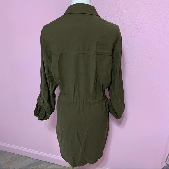 ZARA Army Green Longline Utility Jacket/Dress XS - Picture 4 of 16